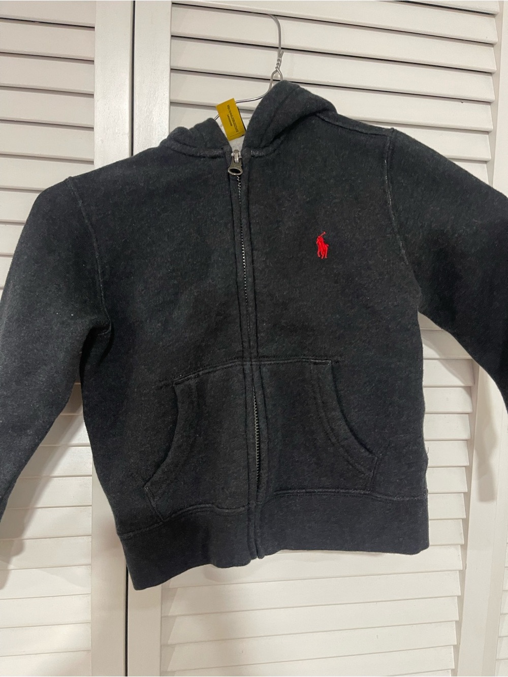 Polo by Ralph Lauren Kids Charcoal Zip Hoodie with Red Pony